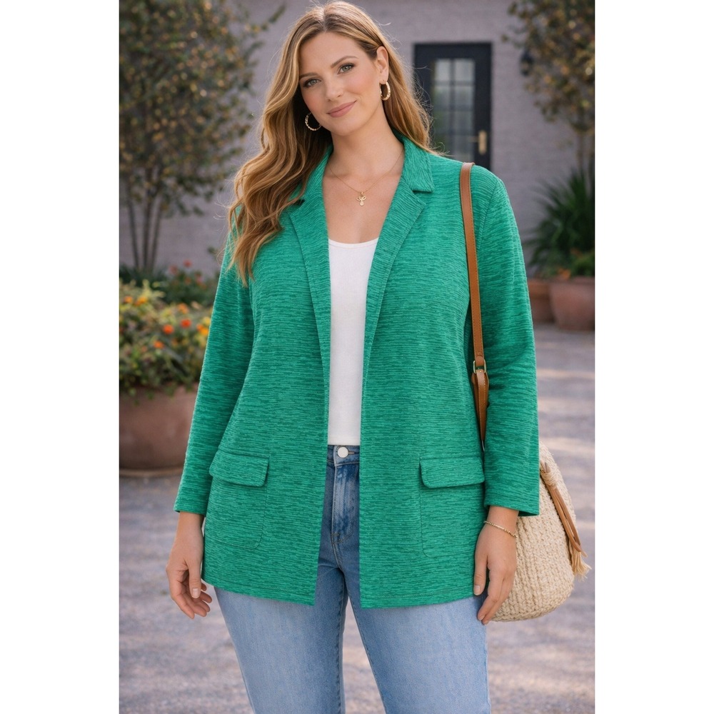 NWT Chicos Tula II Open Front Blazer Jacket Vivid Green Gauze Size XL 16 3 NEW - Picture 2 of 7